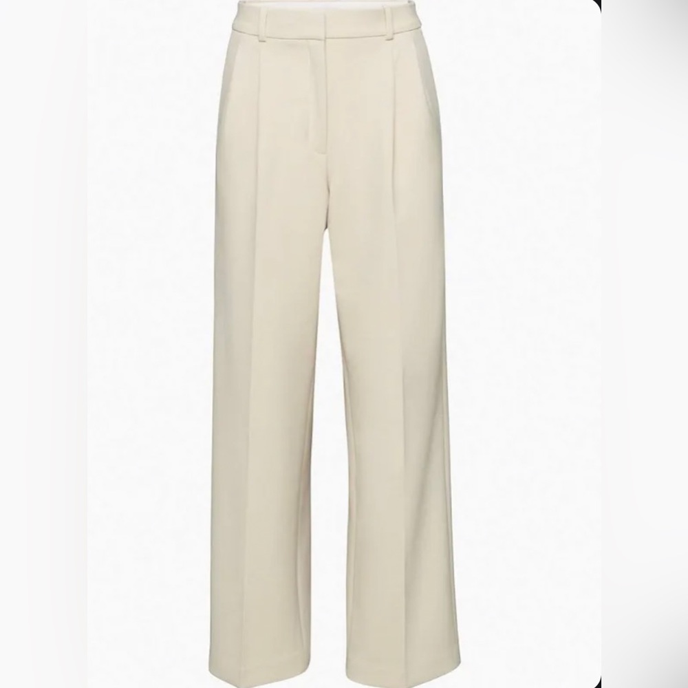 aritzia babaton high waist pleated cream pants